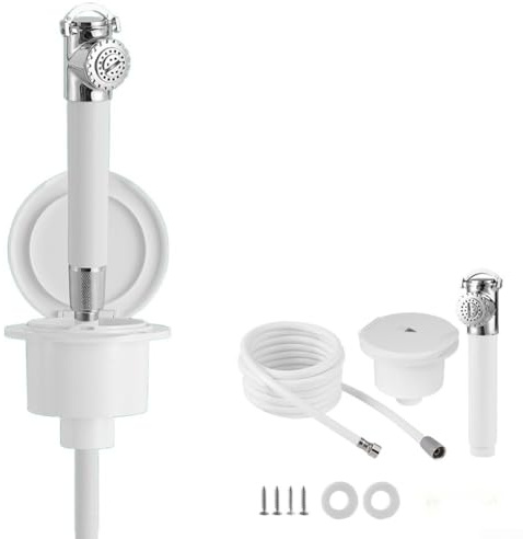 Set doccia pressurizzato portatile, kit per doccia retrattile per yacht all'aperto, con tubo anti-groviglio, box doccia, guarnizioni e viti (4 m)