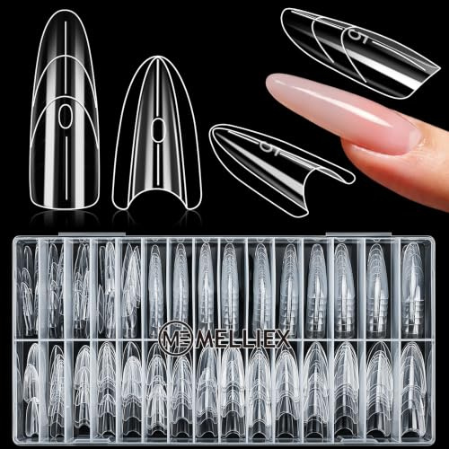 MELLIEX 240 stycken Sandwich Dual nagelform, transparent polygel naglar set nagelförlängning förlängning Sandwich Dual Tips naglar för manikyr salong DIY (oval)