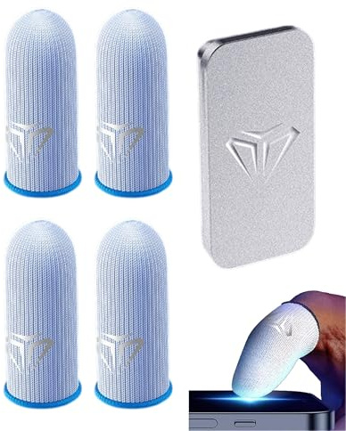 MOPZIJA 2 Paia Finger Sleeves Gaming, Manicotti per Dita da Gioco,Gaming Accessori,Guanti Traspiranti per Touch Screen,Guanti per Le Dita,per Touchscreen,Con scatola portaoggetti,Stile B