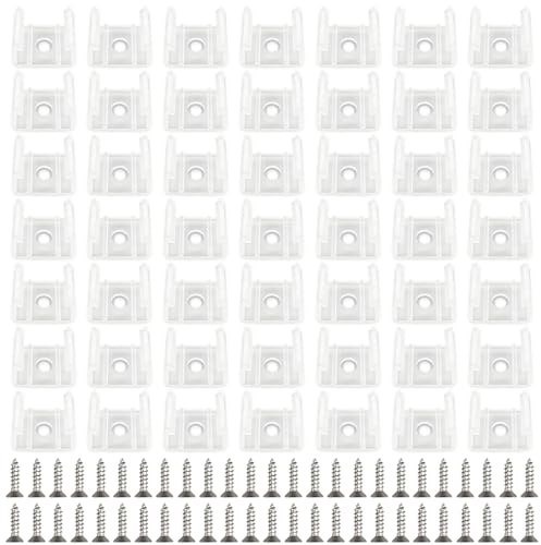 50 Pièces Fixation Ruban LED, Néon Montage Clips Support Montage, Inclure Vis pour 8mm à 14.5mm Silicone LED Néon Bande Lumineuse, Contient 50 vis, Blanc