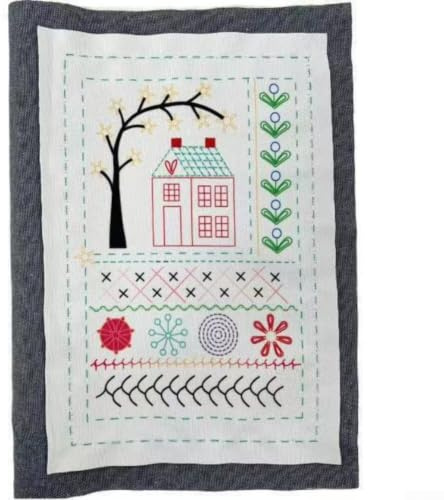 KHIronHive Broderi Stitch Bok Kit med 86 verktyg linne övningsbok för nybörjare bärbar gör-det-själv handbroderi inlärningsset med steg-för-steg-guide för syentusiaster