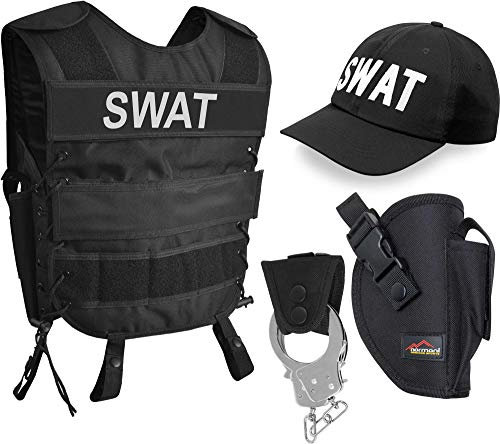 normani SWAT Kostüm für Damen und Herren - Unisex [XS-6XL] - bestehendaus Weste mit Patch, Holster, bestickter Cap, Handschellen + Handschellenhalter Größe 3XL/4XL