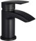 Hapilife Black Basin Mixer Taps Waterfall Bathroom Sink Tap Mixers Round Cloakroom Faucet Small Brass Mono Monobloc with G1/2’’ Hoses Single Lever 1 Hole
