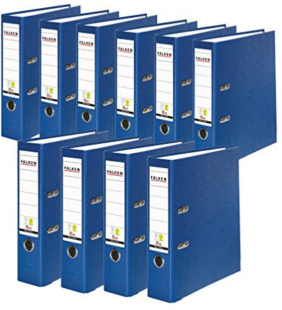 Original Falken 10er Pack PP-Color Kunststoff-Ordner. Made in Germany. 8 cm breit DIN A4 blau Vegan Ringordner Aktenordner Briefordner Büroordner Plastikordner Schlitzordner
