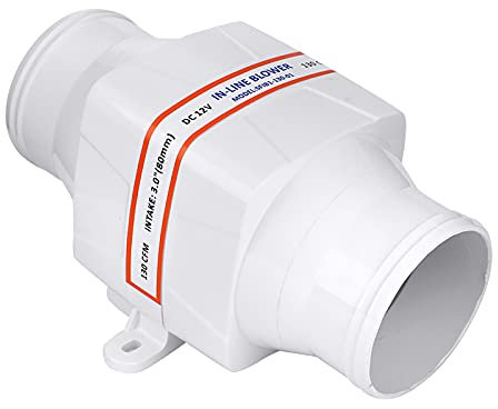 Universal Inline Blower Fan, 75mm Exhaust Ventilation Fan for Bilge Vent Fan Ventilation Boat Motorhome, 12V Silent Quiet Marine Blower Exhaust Hose Vent Fan