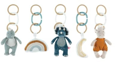 NOUKIE'S - Jouets pour arche d'éveil bébé - Tiga, Stegi & Ops