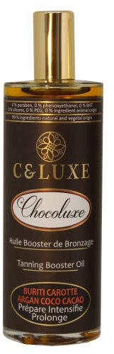 Huile BRONZANTE naturelle Chocoluxe: Activateur, accélérateur et prolongateur de bronzage, huile avant et après soleil, Bronzage intense et uniforme 100 ml. (Chocolat)