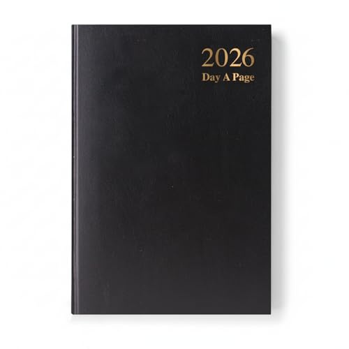 A5 2026 Page A Day Desk Diary Hard Backed Include Calendar Year, Daily Diary, Journal and Planner for business, office and personal Use