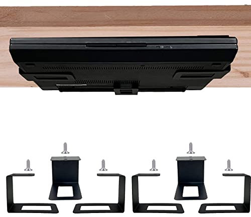 Pmsanzay Laptop Organizer Rack Storage Shelf, Securely Under Desk, Easy to Install, For Keyboard, Routers, Modems, DVD Player, Network Switch, etc. Desk Accessories