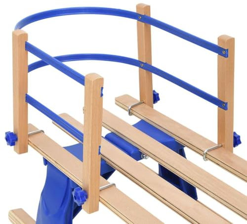vidaXL Rückenlehne für Schlitten Rodel Davoser Schneeschlitten Rodelschlitten Schlittenlehne Lehne mit 2 Schutzstangen Blau Sperrholz