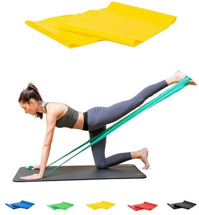 Bandas elasticas musculacion para Fitness, Yoga, Pilates, Fisioterapia y Rehabilitacion. Gomas elasticas musculacion con Diferentes Resistencia. Bandas elasticas Marca C+I.(Amarillo)