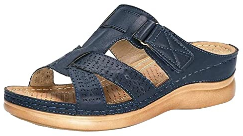 Sandales Compensées Femme Été Sandales Mules Orthopédique Claquette Soutien de la Voûte Plantaire Pantoufles de Plage Semelle Épaisse Pantoufles Bout Ouvert Chaussons Compensees Pour Maison, Jardin