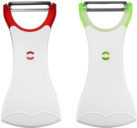 THKO Éplucheur Légumes et Fruits Set: Econome Legumes Inox Eplucheu 2PCS - Eplucheur Pomme et Tomate Double Usage - Eplucheur légumes Rotatif - Eplucheur Pomme de Terre (Blanc Rouge&Blanc Cyan)