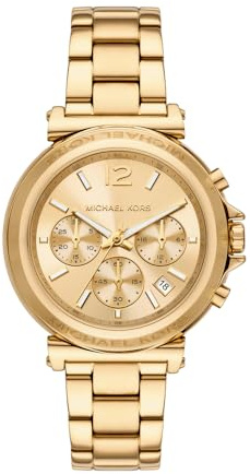 Michael Kors Reloj Maren para Mujer, Movimiento cronógrafo de Cuarzo con Correa de Acero o Piel, Tono Oro, 40 mm