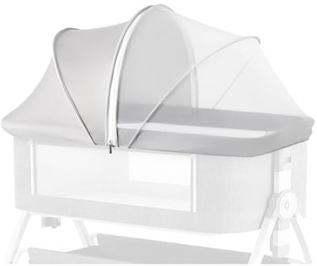 Liemuao Moustiquaire pour Berceaux, Universel Moustiquaire Lit Bebe avec Pare Soleil, Moustiquaire Lit de Voyage avec Fermeture Éclair, Anti-UV Protection Soleil & Anti-Insectes pour Bébés (Gris)