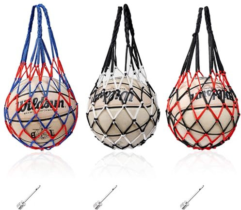 NCOALE 3 Stück Ballnetz Tragbare Sports Fußballnetz Ballsack für Fußball Volleyball Ball Netz Basketball Tasche Ballnetz 1 Ball Hoher Dicke Haltegriffe
