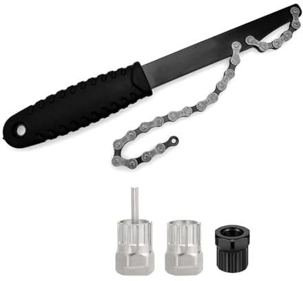 JZK Frusta per catena della bicicletta, strumento di bloccaggio della cassetta della bicicletta, kit di puleggia per pignone, estrattore per anelli a vite pignone, strumento di rimozione della