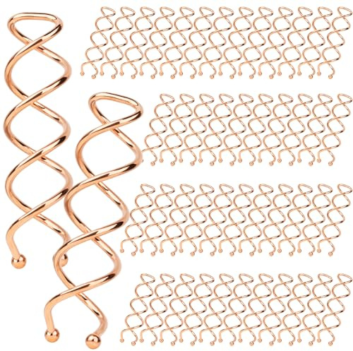 FANDAMEI 50PCS Spiral Hair Pins, Spin Pins Spiral Bobby Pins for Girls, Women and Kids, Non-Scratch Round Clip & Bun Twist, Stylish Bun Bobby Pins, Premium Spin Pins for Hair, Rose Gold