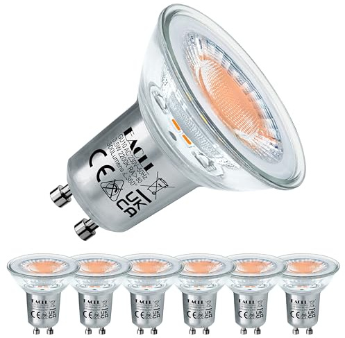 EACLL GU10 LED-lampa supervarm vit 2 200 K, 3,5 W ersätter halogen 50 W, 6 st, 300 lm, icke-dimbar, flimmerfri projektor, stor 360° spotstråle, PAR16 AC 230 V reflektorlampa