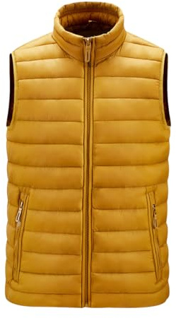 Chaleco Acolchado Hombre Plumas Chaleco Plumon Guateado Enguatado sin Mangas Chalecos Acolchados Plumifero Plumífero Chaqueta Abrigo sin Mangas Hombre Tallas Grandes Invierno Entretiempo Amarillo L