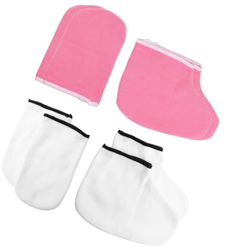 BATHVEVE 4paia Guanti Idratanti Esfolianti per Mani e Piedi Copripiedi per Bagno di Cera alla Paraffina Lavabili e Riutilizzabili per Spa e Cura