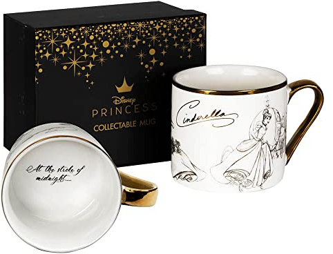 Disney Classic Cinderella Collectable Ceramic Mug in Box with Gold Rim and Handle