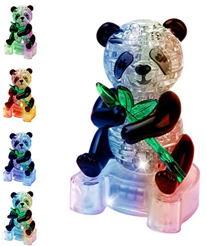 Coolplay 3D Crystal Puzzles Panda Toy 3D Jigsaw Puzzles Light-up Panda Gifts Girls Boys Adults