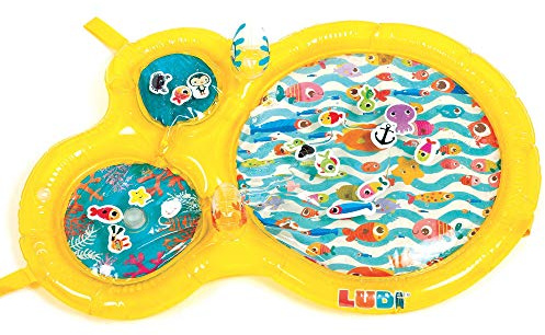 LUDI - Alfombra de agua - Grandes Alfombras de Actividad Sensorial para bebés despiertos - Desarrollo motriz - 16 Animales flotantes - A partir de 10 meses