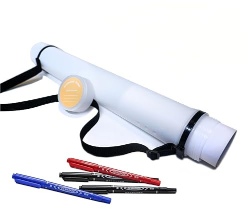 Posterrolle A0 Zeichenrolle Transport Bilderrolle Zeichenrollenköcher Köcher und 4 Permanentmarker gratis Ø 8,8 cm Höhe 62-102 cm 6 Farbe (Weiß)