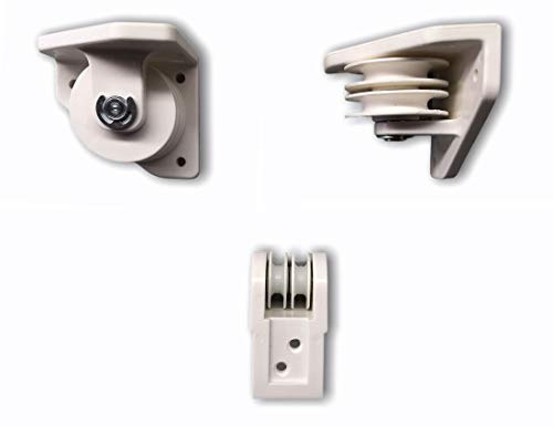 Teletoldo Kit de Poleas para Pérgola Corredera Color Blanco | 3 Poleas (2 Centrales + 1 Lateral) | Nylon Silencioso + Pasador Metálico | para Cuerda Ø5-6 mm | hasta 7x7 m