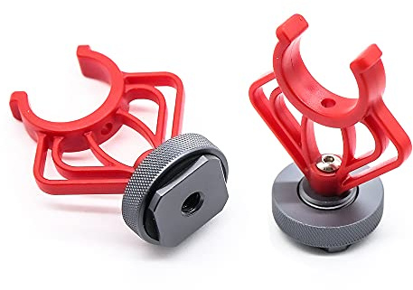 2PCS On Camera Microphone Shock Mount Holder Bracket Brackets 1/4'' Screw Female Mount for RODE VideoMicro,MM1,VXR10,MCM-1,M80 Mini Cardioid Shotgun Microphone,Aluminium Base
