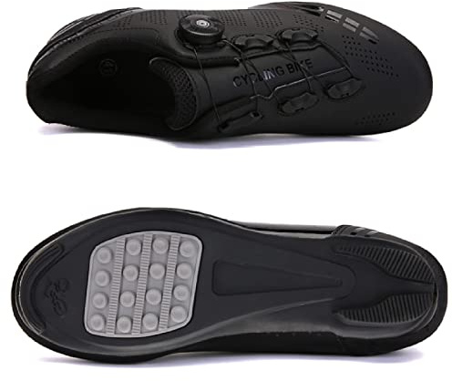 Professionella atletiska cykelskor Cleat män vägcykel hastighet sneakers utomhus MTB cykelskor sneakers Zapatillas De Ciclismo, Black Rubber Sole, 35.5 EU