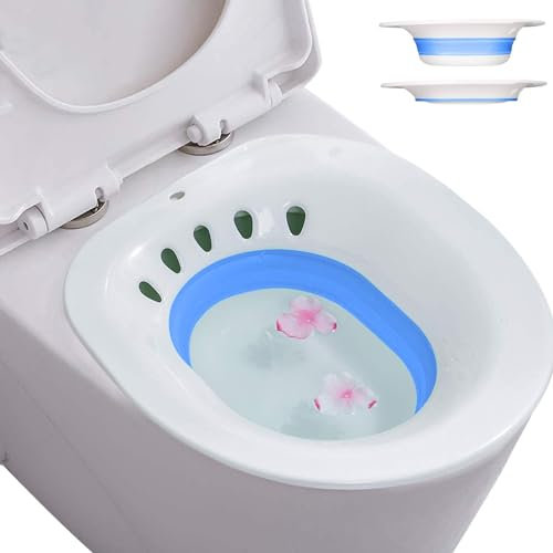 Bwelcam Bidet Bidetbecken,Faltbar Bidetschüssel Sitzbadewanne Sitzbäder, Sitzbad, Bidet Einsatz Toiletteneinsatz (blau)