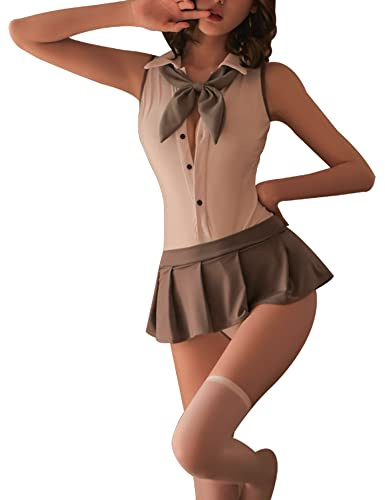 SINROYEE Conjunto de lencería sexy de colegiala Lolita, vestido de cosplay de anime Senpai, estilo japonés, lindo de una pieza (2)