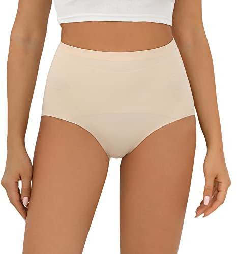 FallSweet Bragas Faja Reductora Mujer Braguitas Altas Sin Costuras (Beige-1pc, XL)