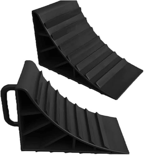 HowseHold Wheel Chocks With Handles Set of 2 Tyre Saver Brake Stoppers Ridged Wedges for Cars Caravan Horsebox Motorhome Garage & Workshop Equipment 3.5cm x 10cm x 15cm
