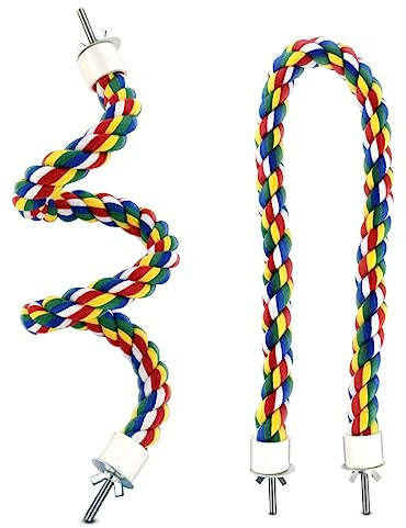 Bird Bungee Climbing Swing - Colorful Parakeet Rope Perch (23.6 Inches)