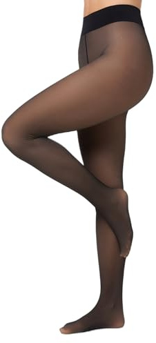 Nur Die Warm & Transparent extra haltbar 80 DEN warme Fein-Strumpfhose beige durchscheinend Komfortbund Damen, schwarz, M