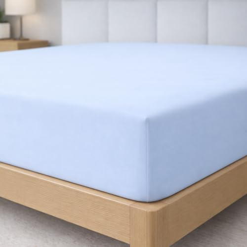 Degrees Home - Collection - Spannbettlaken – 100% Polyester, Hochwertige Mikrofaser, Rundum-Gummizug, Atmungsaktiv & Pflegeleicht, Oeko-Tex Standard 100-140x190x33 - Hellblau