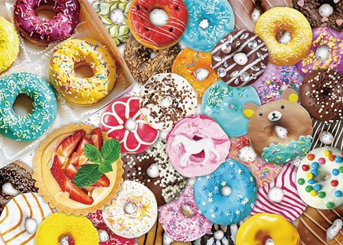Jigsaw Puzzles 1000 Pieces for Adults or Families Pieces Fit Together Perfectly (Colorful Donuts)