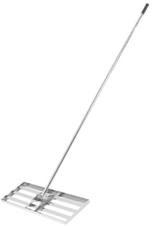 Gräsutjämningsräka, markgräsmatta i rostfritt stål, utjämningsanordning för gräsmatta med handtag, gräsklippare för gräsmattor på bakgårdar och trädgårdar silver