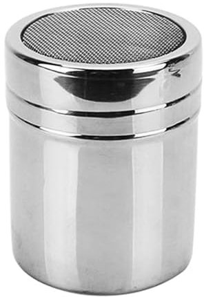 Powdered Sugar Shaker Duster Stainless Steel Cinnamon Shaker Flour Sifter Fine Mesh Salt Pepper Cinnamon Shaker for Coffee Bar (M)