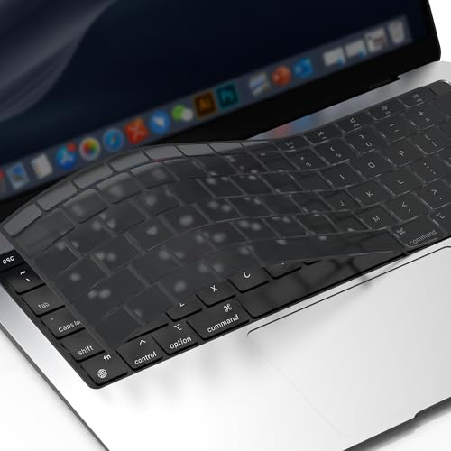 GPXIIZ Tangentbordsskydd Kompatibelt för MacBook Air 13.3 tum M1, US-layout | 2021 2020, Transparent Grå, Ultratunt TPU Skyddshud Keyboard Cover för Mac Air 13.3 A2337 A2179