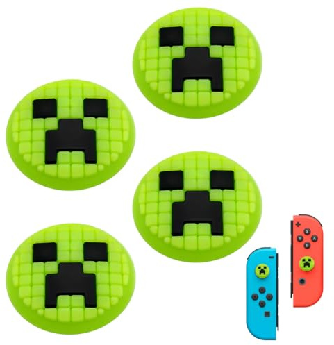 4 Gommini Caps Joystick Switch, Set di Adesivi per Tasti e Copri Thumbstick per Switch e OLED - Cappucci in Silicone - Verde - Copri Adesivi Switch
