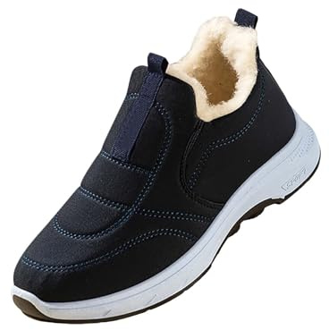 Generisch Sneaker da uomo e donna, scarpe sportive invernali, comode, antiscivolo, ortopediche, leggere, stivali corti, slip-on larghi, stivali corti invernali, Blu, 44 EU