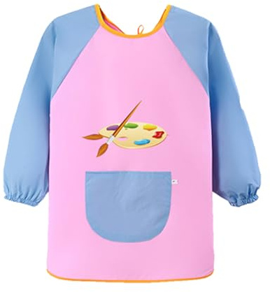Tablier Peinture Enfant 3-8 Ans,Ecole Imperméable Longues Manches Blouse Art Plastique Enfants,D'artiste Longue D'art Artisanal Painting Tabliers,pour Fille Garcon Kinder Maternelle Ecolier Cuisine