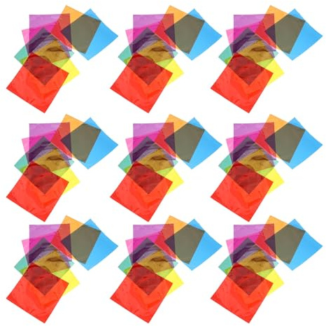 SAFIGLE 90pezzi Cellophane Cellophane Trasparente Quadrata per Lavori Artigianali Pellicola Colorata per Diffusori di Luce per Progetti Scolastici e Incarti di Caramelle