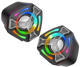 TQUXNGA Altoparlante multimediale con cavo USB con effetti di colori vivaci e doppia connessione per computer portatili e dispositivi desktop, salvaspazio, altoparlanti USB per laptop