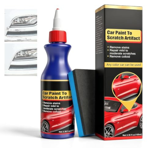 Removedor de Arañazos para Coche con Esponja, Kit Reparación Rápida y Eficaz de Pintura, Pulido y Limpieza de Rayones Profundos y Superficiales, 100 ml