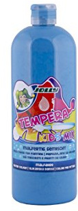 JOLLY Tempera Kids Mix pittura, pittura liquida, bottiglia da 1 litro blu cielo, colori brillanti e opachi, non diluiti o verniciabili con acqua, applicabile su tutti i materiali